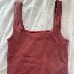 Abercrombie seamless ribbed square neck tank, NWOT, terracotta color